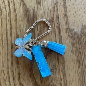 NEW Blue and Gold ‘I’ Initial Keychain with Butterfly and Tassel 🌺